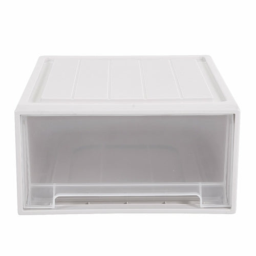 2x Plastic Wide Drawer Shoes Storage Boxes Stackable Clothes Kids Toys