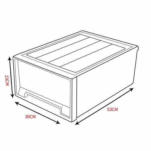 2x Plastic Wide Drawer Shoes Storage Boxes Stackable Clothes Kids Toys