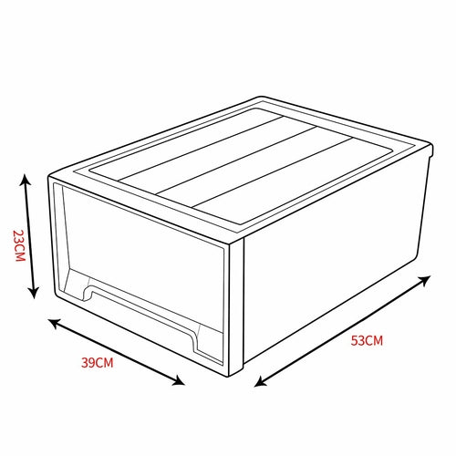 2x Plastic Wide Drawer Shoes Storage Boxes Stackable Clothes Kids Toys