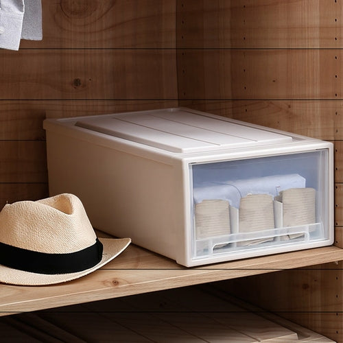 2x Plastic Wide Drawer Shoes Storage Boxes Stackable Clothes Kids Toys