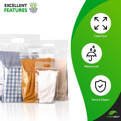 Clear Reclosable Bags 13x15 Pack of 50 Plastic Baggies for Jewelry