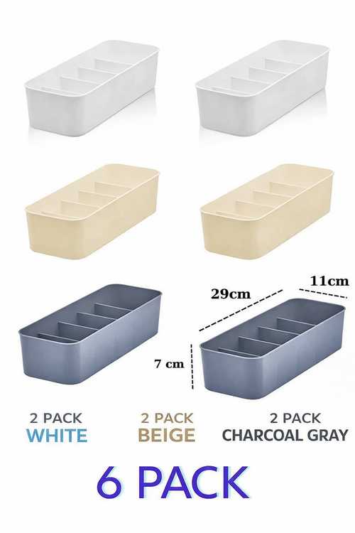 5 Compartment Drawer Organizer Set 6 Jewelry Underwear Storage Boxes