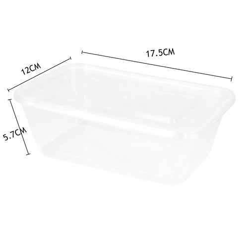 100 Pcs 750ml Take Away Food Platstic Containers Boxes Base and Lids